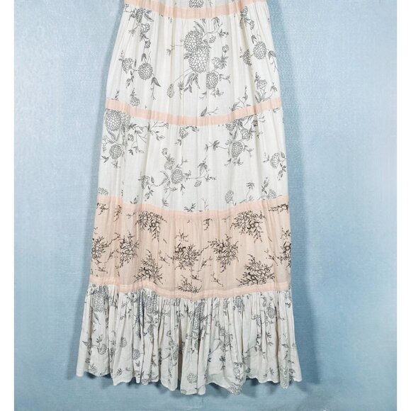 Ulla Johnson Dress Womens L Beige Cotton Tiered Maxi Cottage - Picture 7 of 12
